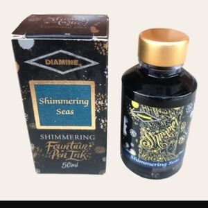 Shimmering Seas Fountain Pen Ink - Gold and Blue